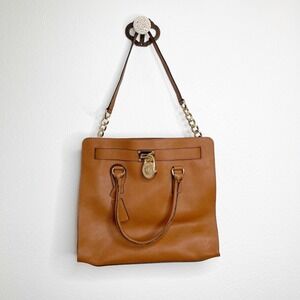 Michael Kors Hamilton North South Tote Brown Saffiano Leather Handbag